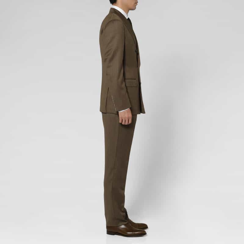 BARNEYS NEW YORK ヘリンボーン柄ダブルブレストスーツ“BROOKLYN" BROWN