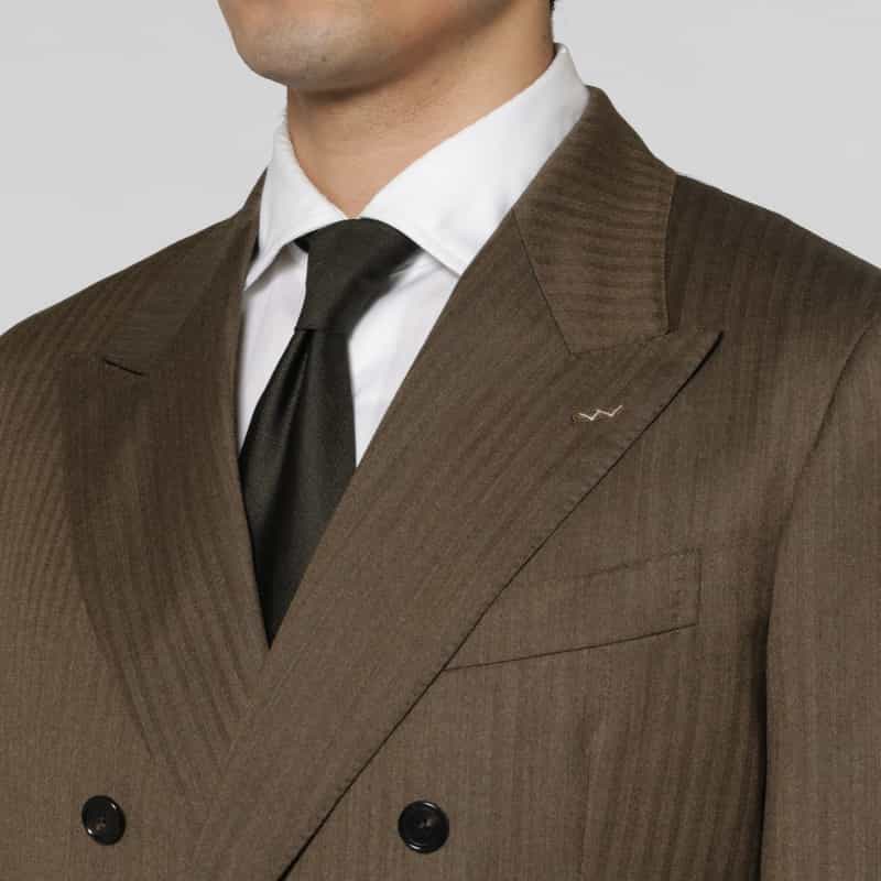 BARNEYS NEW YORK ヘリンボーン柄ダブルブレストスーツ“BROOKLYN" BROWN
