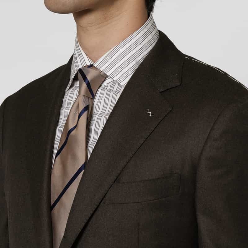 BARNEYS NEW YORK ウールフランネル素材スーツ"MADISON" BROWN