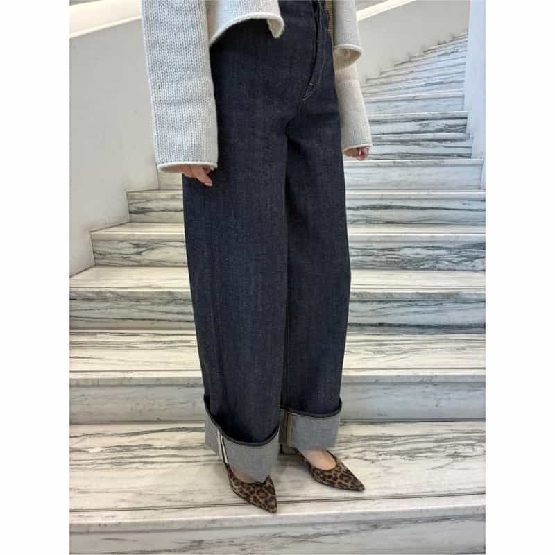 T.T T.T＜ティー ティー＞ ワイドデニムパンツ NAVY