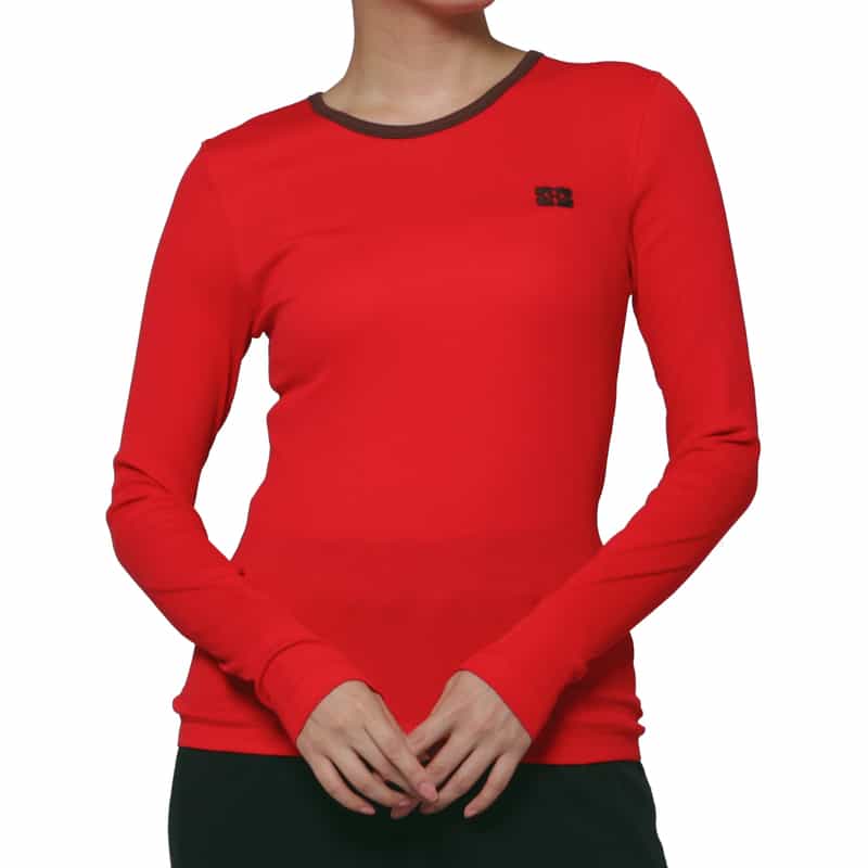 GANNI GANNI ＜ガニー＞ ロングスリーブリブカットソー RED