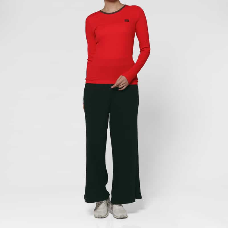 GANNI GANNI ＜ガニー＞ ロングスリーブリブカットソー RED