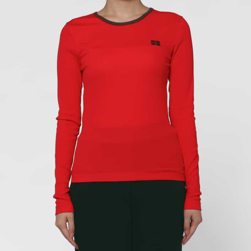 GANNI GANNI ＜ガニー＞ ロングスリーブリブカットソー RED
