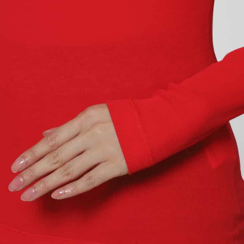 GANNI GANNI ＜ガニー＞ ロングスリーブリブカットソー RED