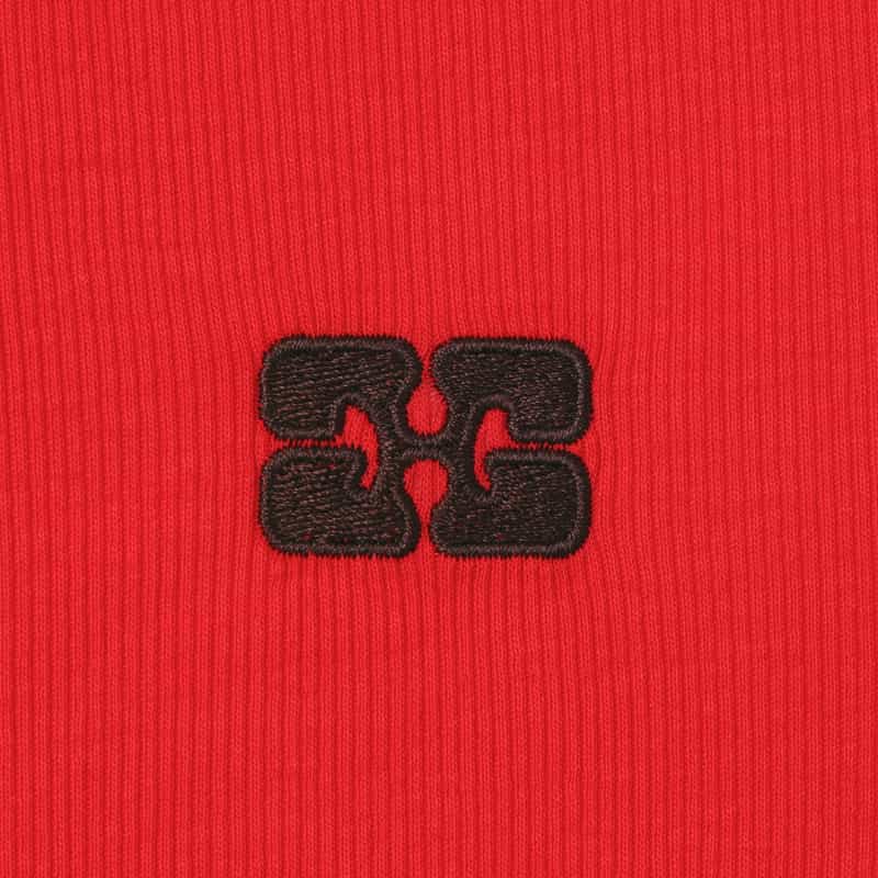 GANNI GANNI ＜ガニー＞ ロングスリーブリブカットソー RED
