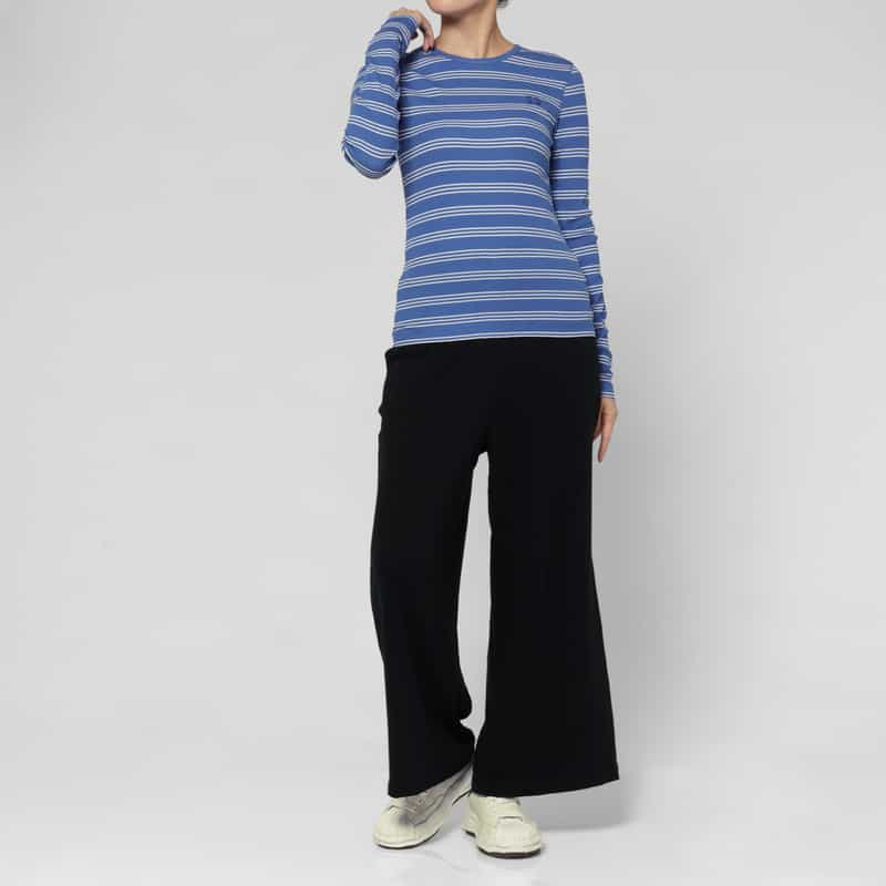 GANNI GANNI ＜ガニー＞ ボーダー柄ロングスリーブリブカットソー BLUE