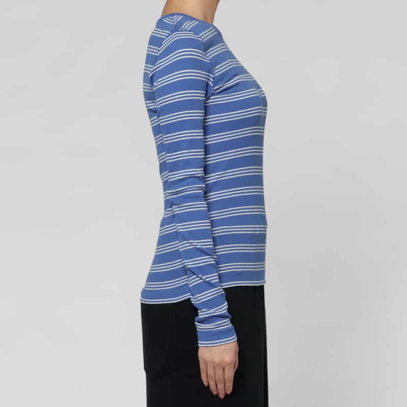 GANNI GANNI ＜ガニー＞ ボーダー柄ロングスリーブリブカットソー BLUE