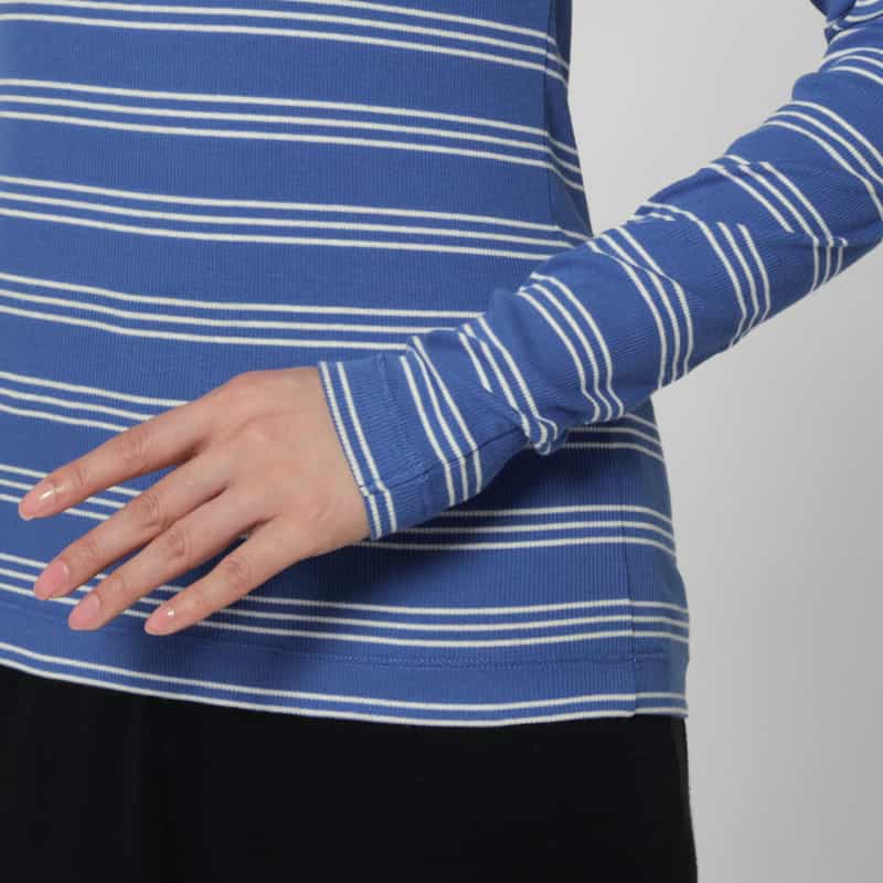 GANNI GANNI ＜ガニー＞ ボーダー柄ロングスリーブリブカットソー BLUE