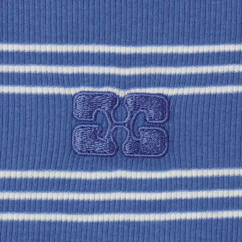 GANNI GANNI ＜ガニー＞ ボーダー柄ロングスリーブリブカットソー BLUE