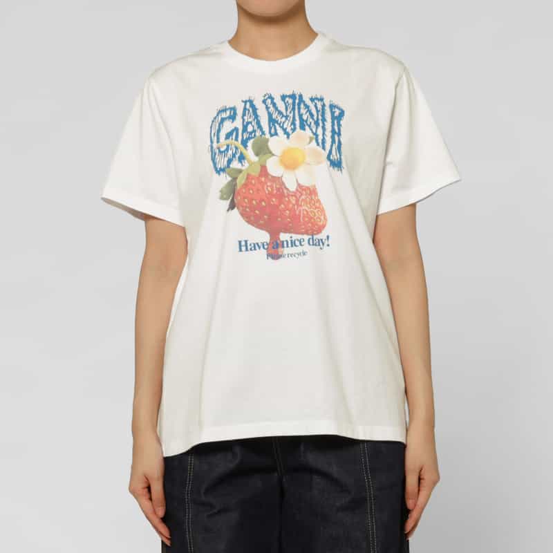 GANNI GANNI ＜ガニー＞ プリントTシャツ WHITE