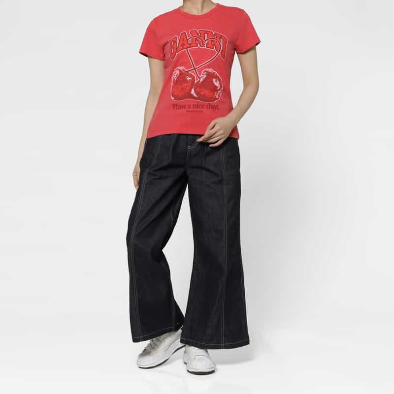 GANNI GANNI ＜ガニー＞ プリントTシャツ RED