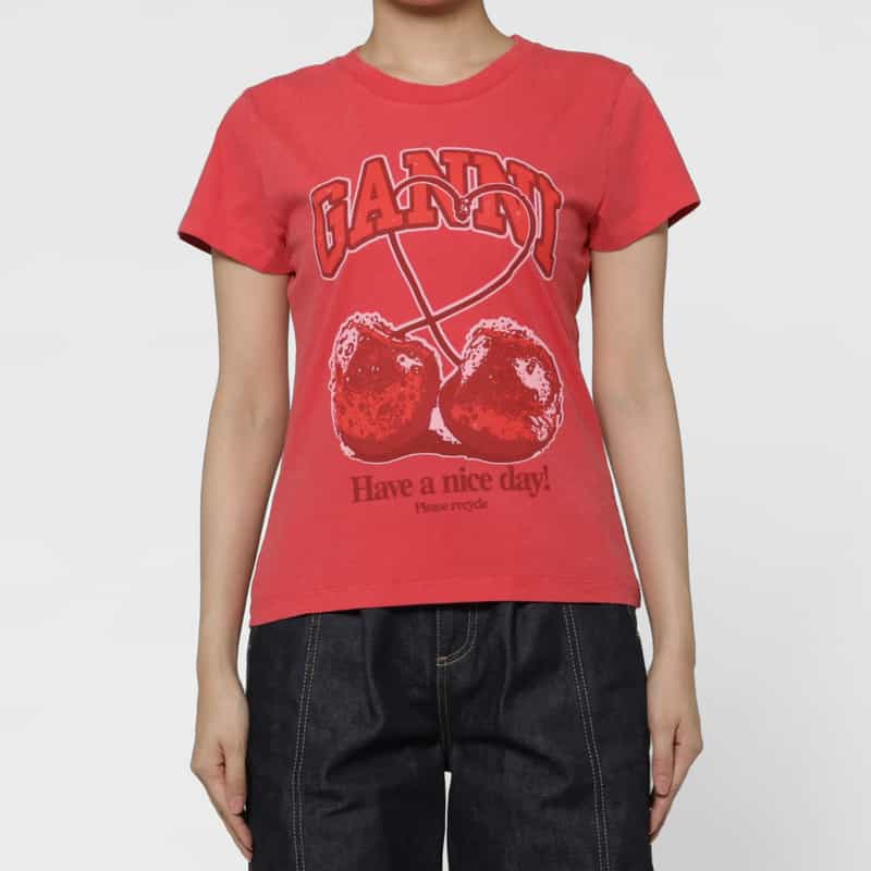 GANNI GANNI ＜ガニー＞ プリントTシャツ RED