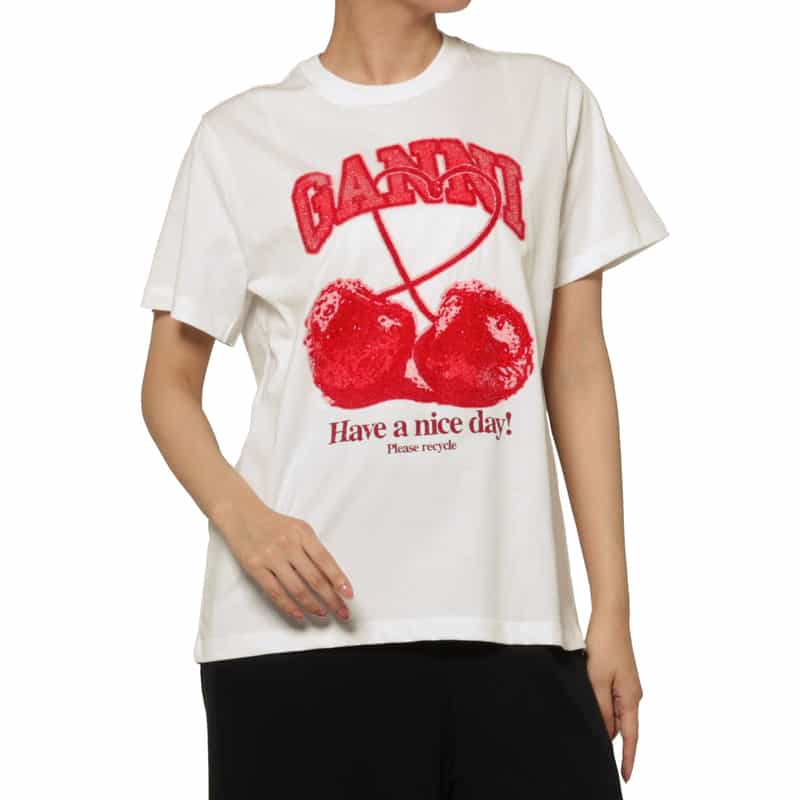 GANNI GANNI ＜ガニー＞ プリントTシャツ WHITE