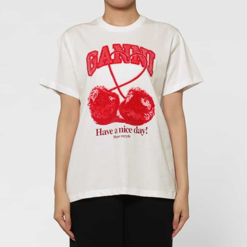 GANNI GANNI ＜ガニー＞ プリントTシャツ WHITE