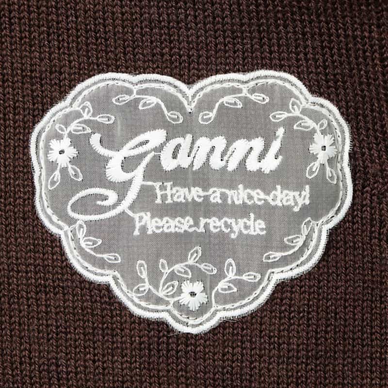 GANNI GANNI ＜ガニー＞ フリルレースデザイン ニットプルオーバー BROWN