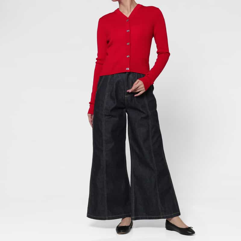 GANNI GANNI ＜ガニー＞ Vネックニットカーディガン RED