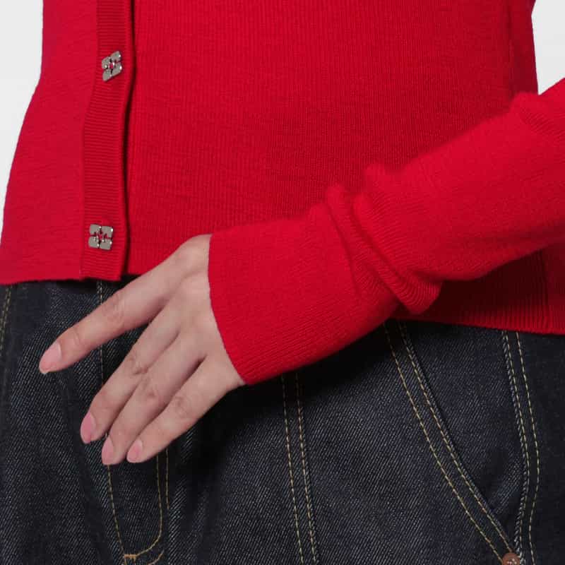 GANNI GANNI ＜ガニー＞ Vネックニットカーディガン RED