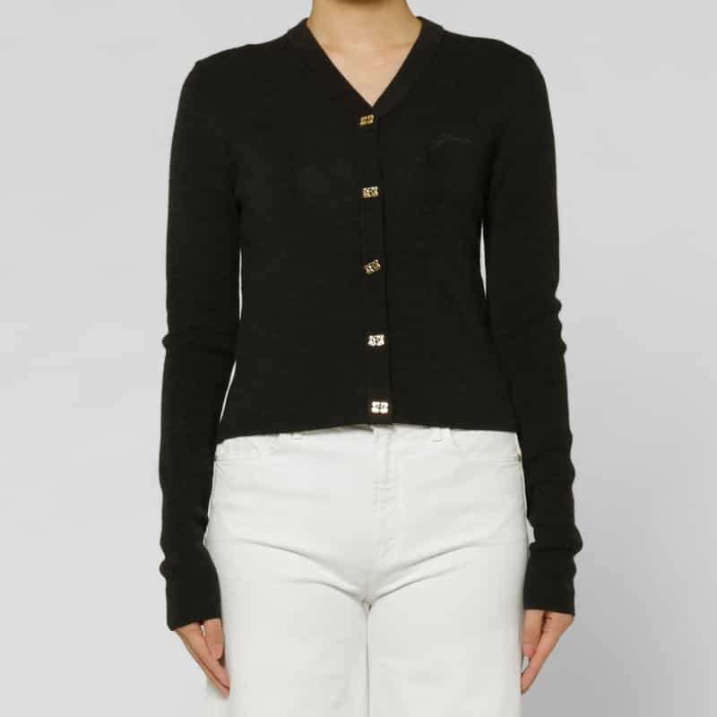 GANNI GANNI ＜ガニー＞ Vネックニットカーディガン BLACK