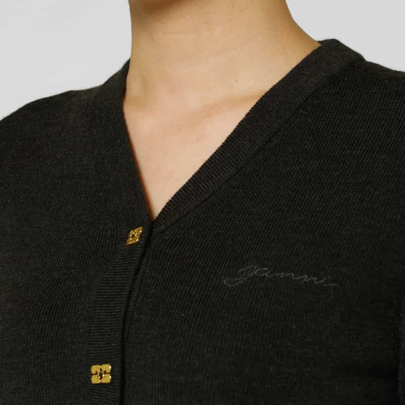 GANNI GANNI ＜ガニー＞ Vネックニットカーディガン BLACK