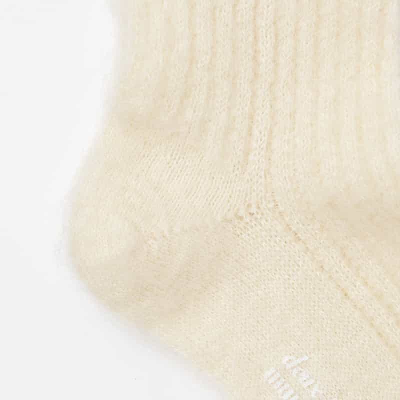 DEUX PLUS UNDEMI DEUX PLUS UNDEMI ＜ドゥプリュスアンドゥミ＞ モヘヤ混リブ編みソックス IVORY