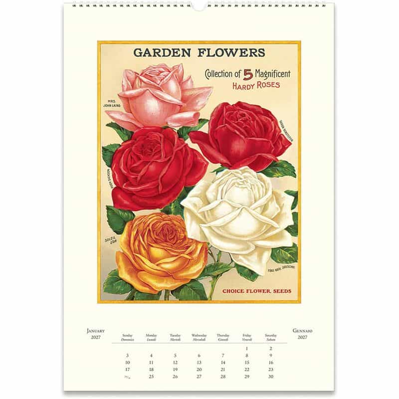 CAVALLINI CAVALLINI ＜カヴァリーニ＞ 2027年壁掛けカレンダー “GARDEN FLOWERS“ NONE
