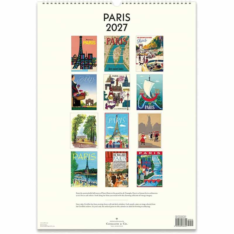 CAVALLINI CAVALLINI ＜カヴァリーニ＞ 2027年壁掛けカレンダー “PARIS“ NONE