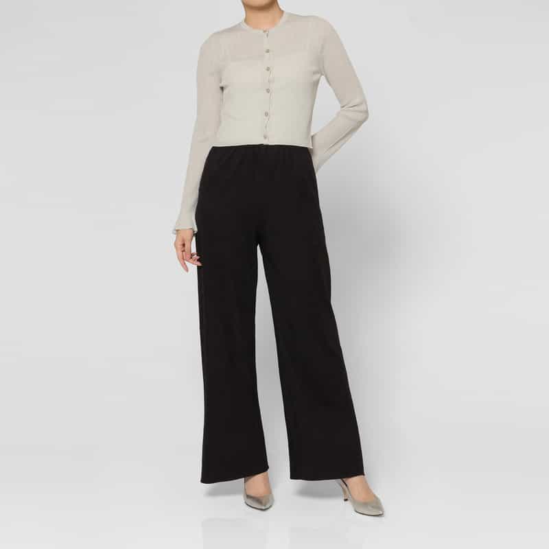 BARNEYS NEW YORK ウォッシャブル シアー素材ラメリブニットカーディガン WHITE