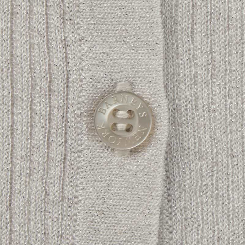 BARNEYS NEW YORK ウォッシャブル シアー素材ラメリブニットカーディガン WHITE