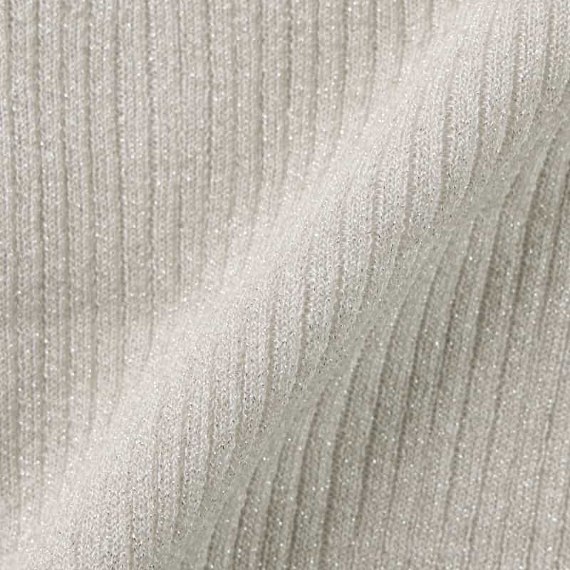 BARNEYS NEW YORK ウォッシャブル シアー素材ラメリブニットカーディガン WHITE