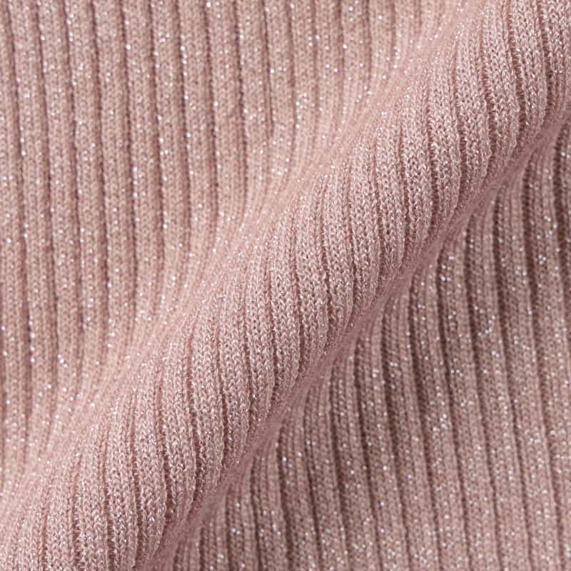 BARNEYS NEW YORK ウォッシャブル シアー素材ラメリブニットカーディガン PINK