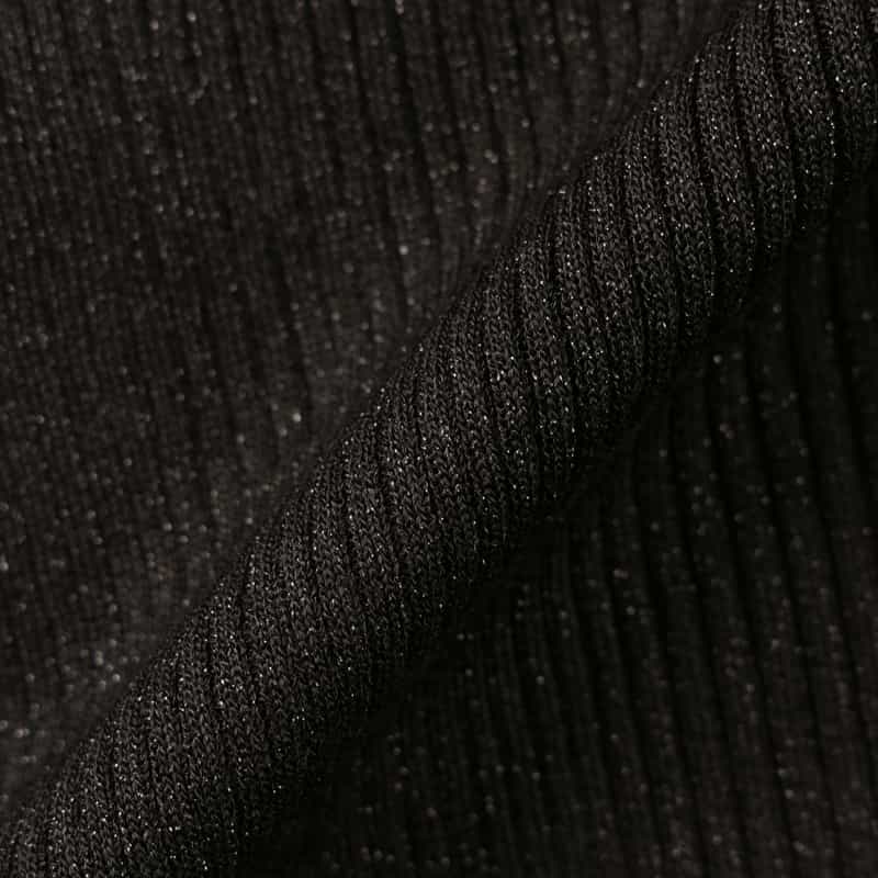 BARNEYS NEW YORK ウォッシャブル シアー素材ラメリブニットカーディガン BLACK