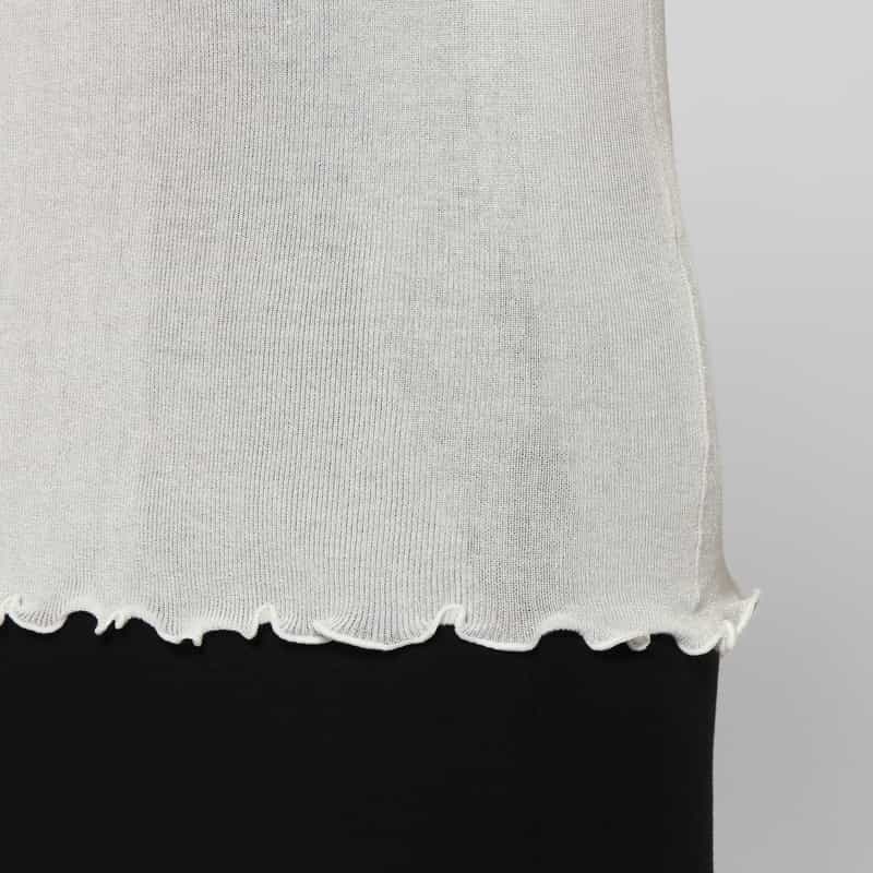 BARNEYS NEW YORK ウォッシャブル シアー素材ラメニットプルオーバー WHITE