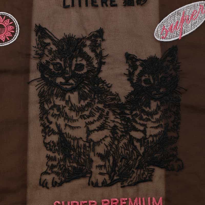 BRIGITTE TANAKA BRIGITTE TANAKA ＜ブリジットタナカ＞ バーニーズ　ニューヨーク限定オーガンジー刺繍トートバッグ "CAT" BROWN