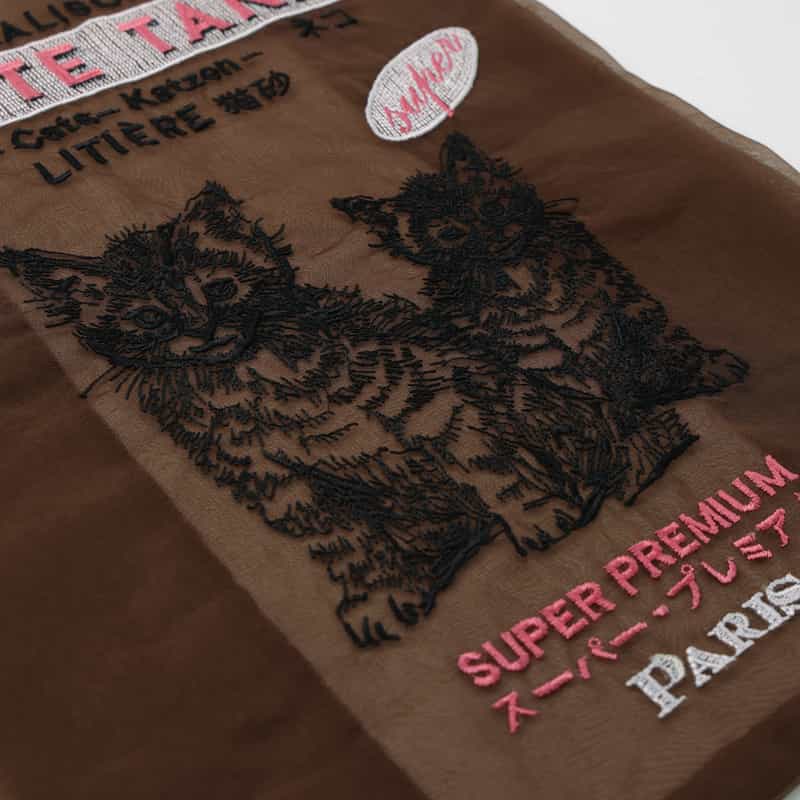 BRIGITTE TANAKA BRIGITTE TANAKA ＜ブリジットタナカ＞ バーニーズ　ニューヨーク限定オーガンジー刺繍トートバッグ "CAT" BROWN