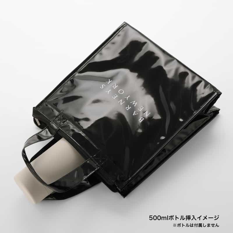 BARNEYS NEW YORK ロゴ入りPVC保冷トートバッグ／無地 BLACK