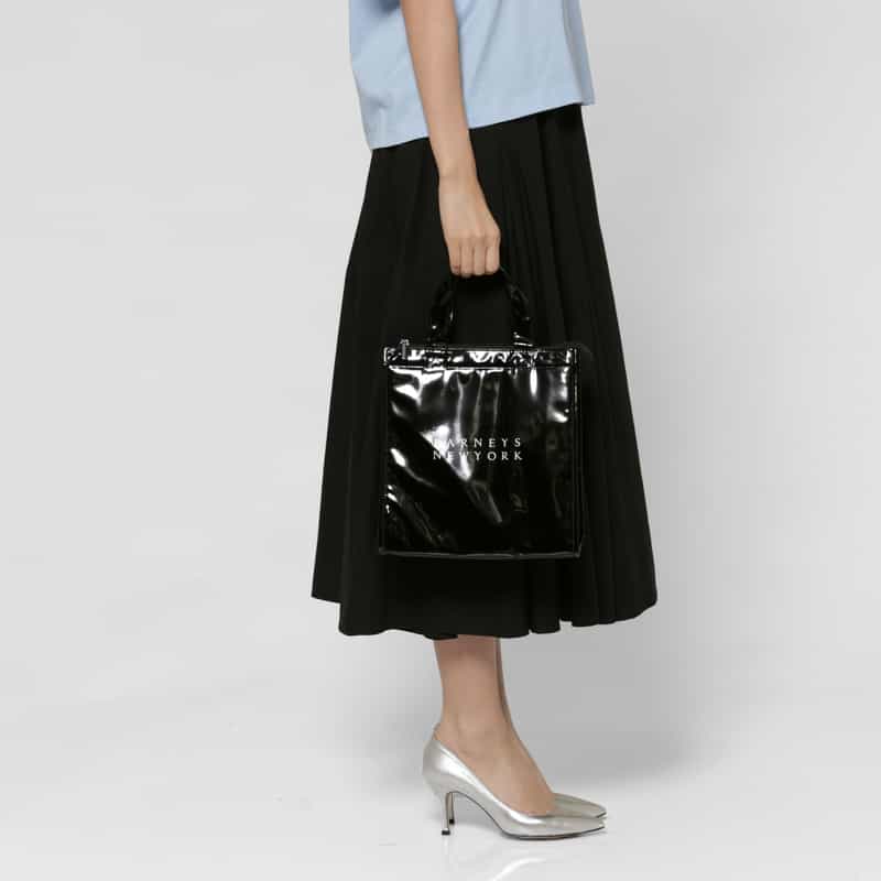 BARNEYS NEW YORK ロゴ入りPVC保冷トートバッグ／無地 BLACK