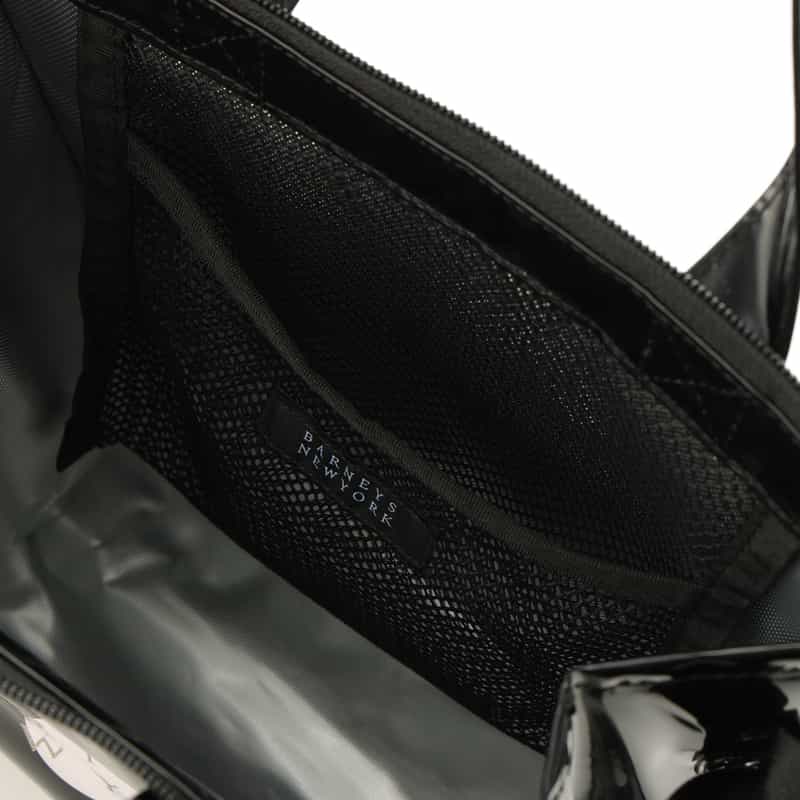 BARNEYS NEW YORK ロゴ入りPVC保冷トートバッグ／ドット柄 BLACK