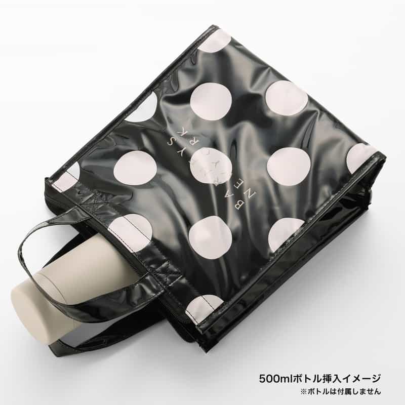 BARNEYS NEW YORK ロゴ入りPVC保冷トートバッグ／ドット柄 BLACK