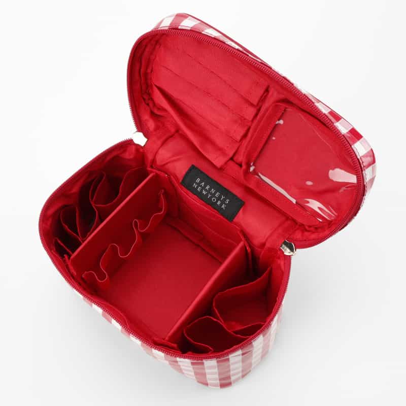 BARNEYS NEW YORK ギンガムチェック柄 バニティポーチ RED