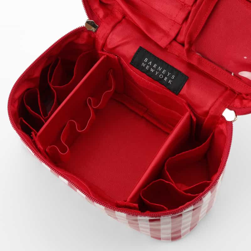 BARNEYS NEW YORK ギンガムチェック柄 バニティポーチ RED