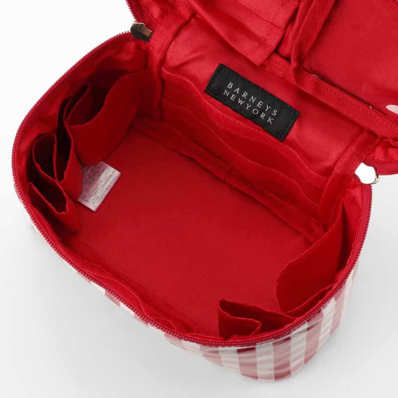 BARNEYS NEW YORK ギンガムチェック柄 バニティポーチ RED