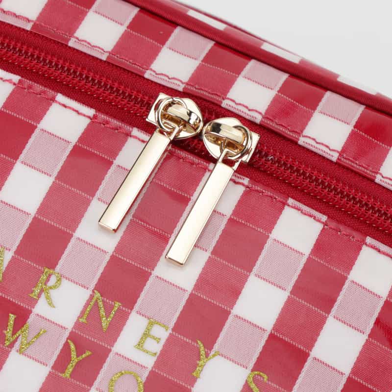 BARNEYS NEW YORK ギンガムチェック柄 バニティポーチ RED