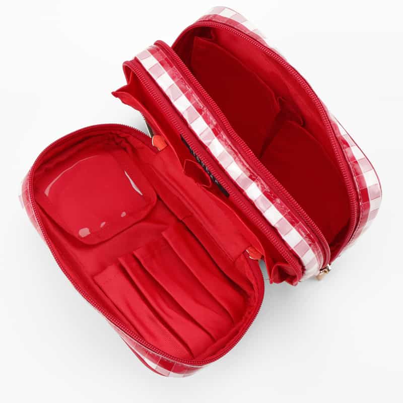 BARNEYS NEW YORK ギンガムチェック柄 メイクポーチ RED
