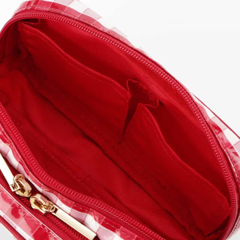 BARNEYS NEW YORK ギンガムチェック柄 メイクポーチ RED