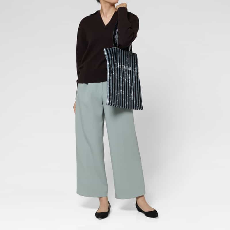 KEENA. KEENA＜キーナ＞ バーニーズ　ニューヨーク限定ストライプ柄トートバッグ BLACK