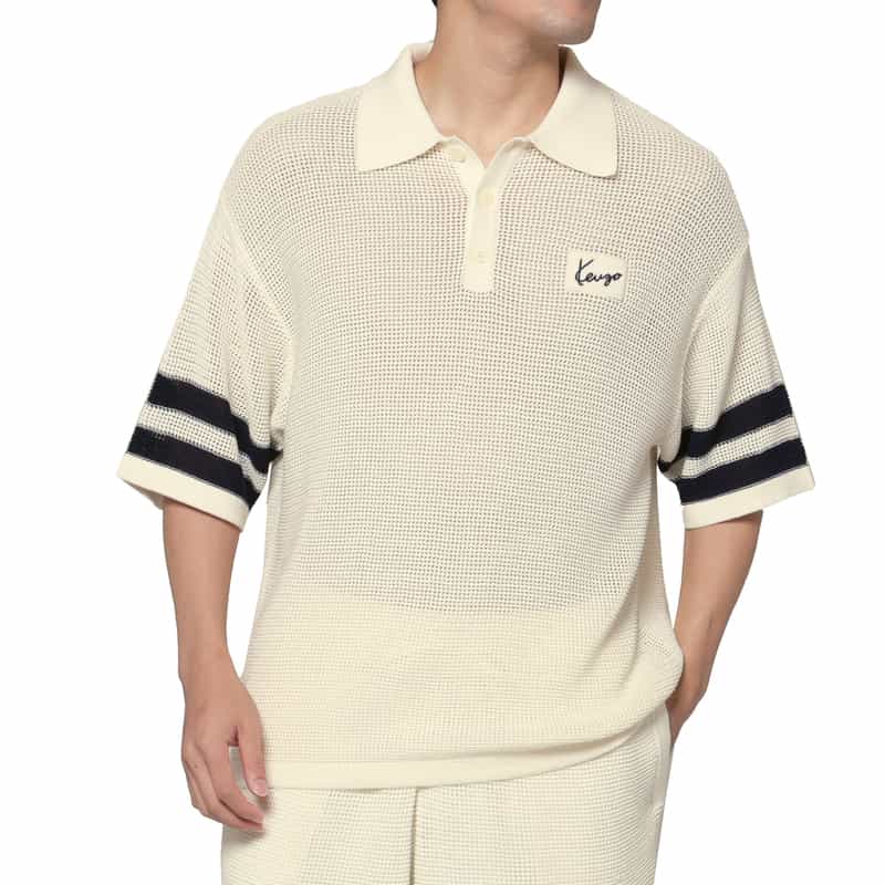 KENZO KENZO＜ケンゾー＞ メッシュ素材ニットポロシャツ OFF WHITE