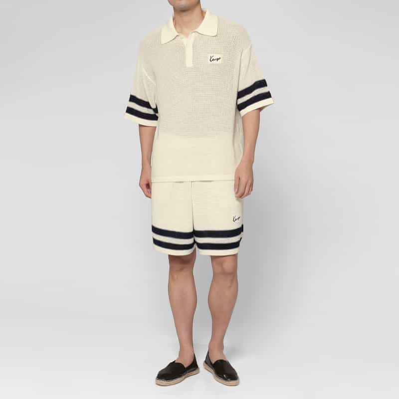 KENZO KENZO＜ケンゾー＞ メッシュ素材ニットポロシャツ OFF WHITE