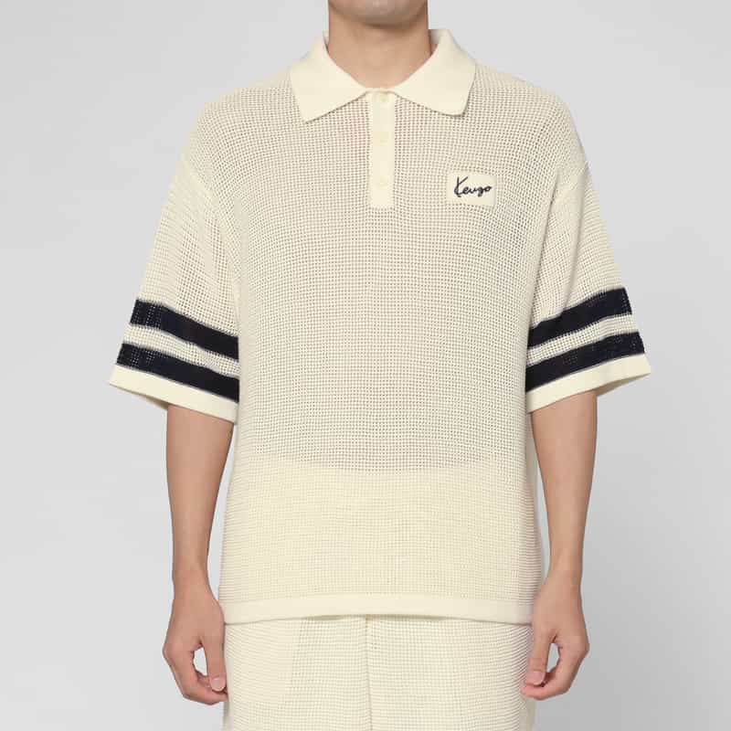 KENZO KENZO＜ケンゾー＞ メッシュ素材ニットポロシャツ OFF WHITE