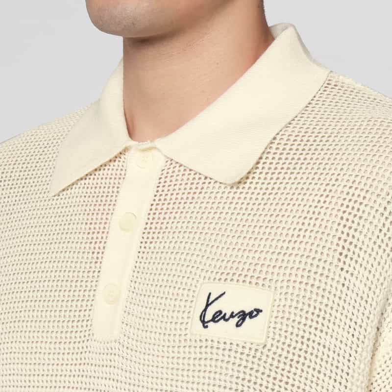 KENZO KENZO＜ケンゾー＞ メッシュ素材ニットポロシャツ OFF WHITE