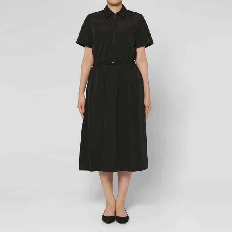 MONCLER MONCLER＜モンクレール＞ ハーフスリーブ ジップアップシャツドレス BLACK